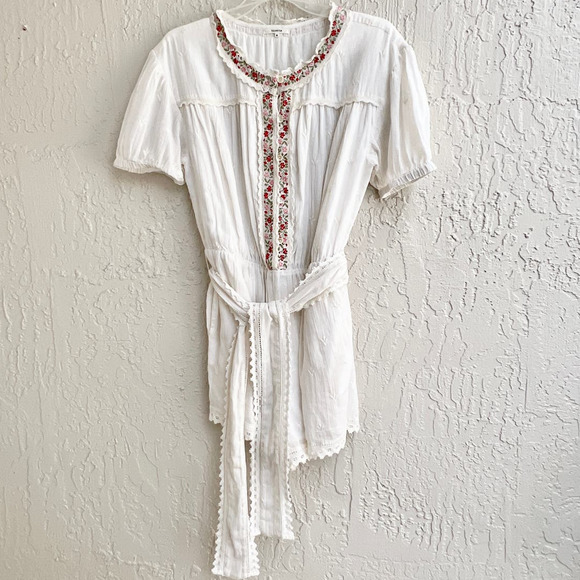 Tularosa Floral Embroidered Noah Combishort Romper White Women's Size Medium - Picture 2 of 11